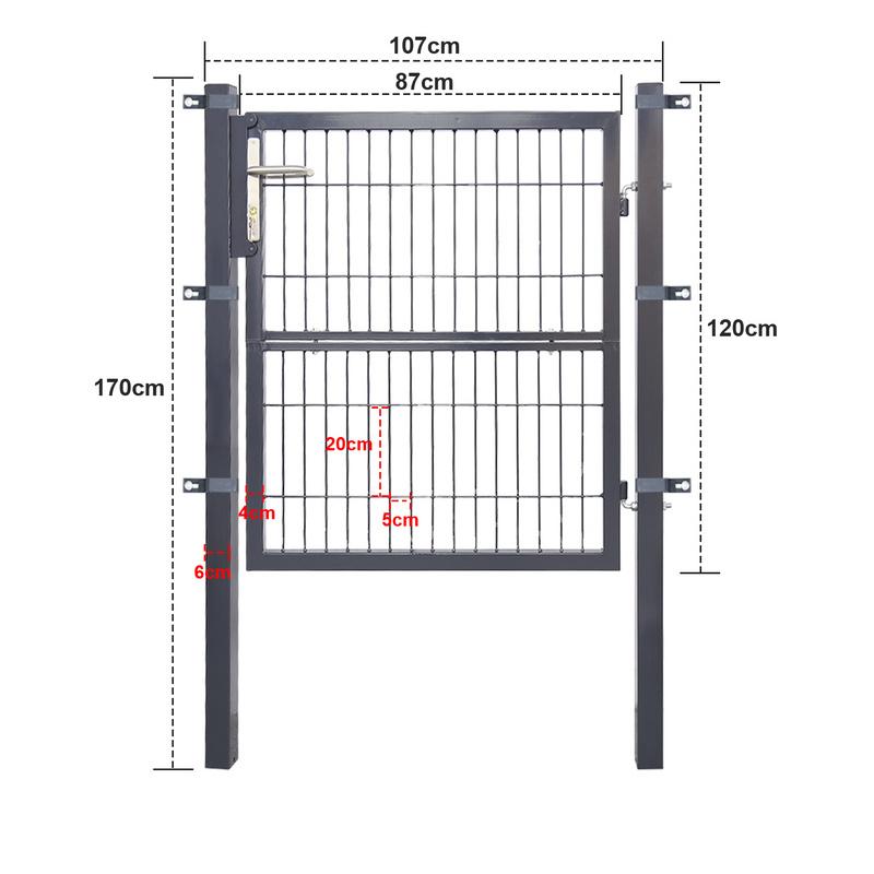Verja De Doble Barra Puerta De Jardín - Antracita - 120x100CM