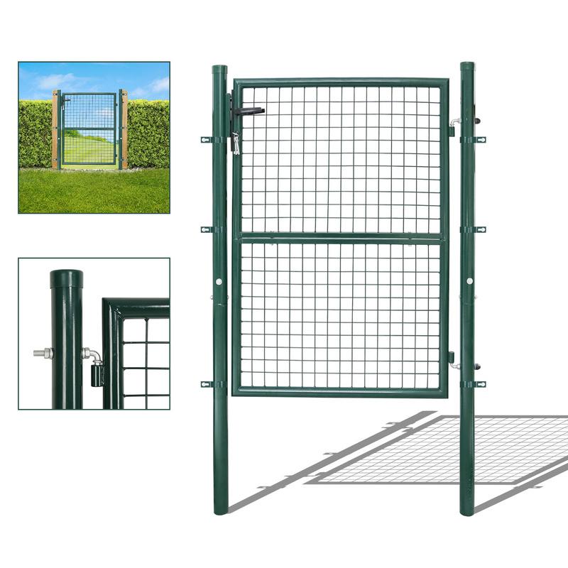 Verja de jardín Verja peatonal incorporada de acero galvanizado Verja peatonal incorporada con cerradura y manilla Poste redondo verde 125x100cm