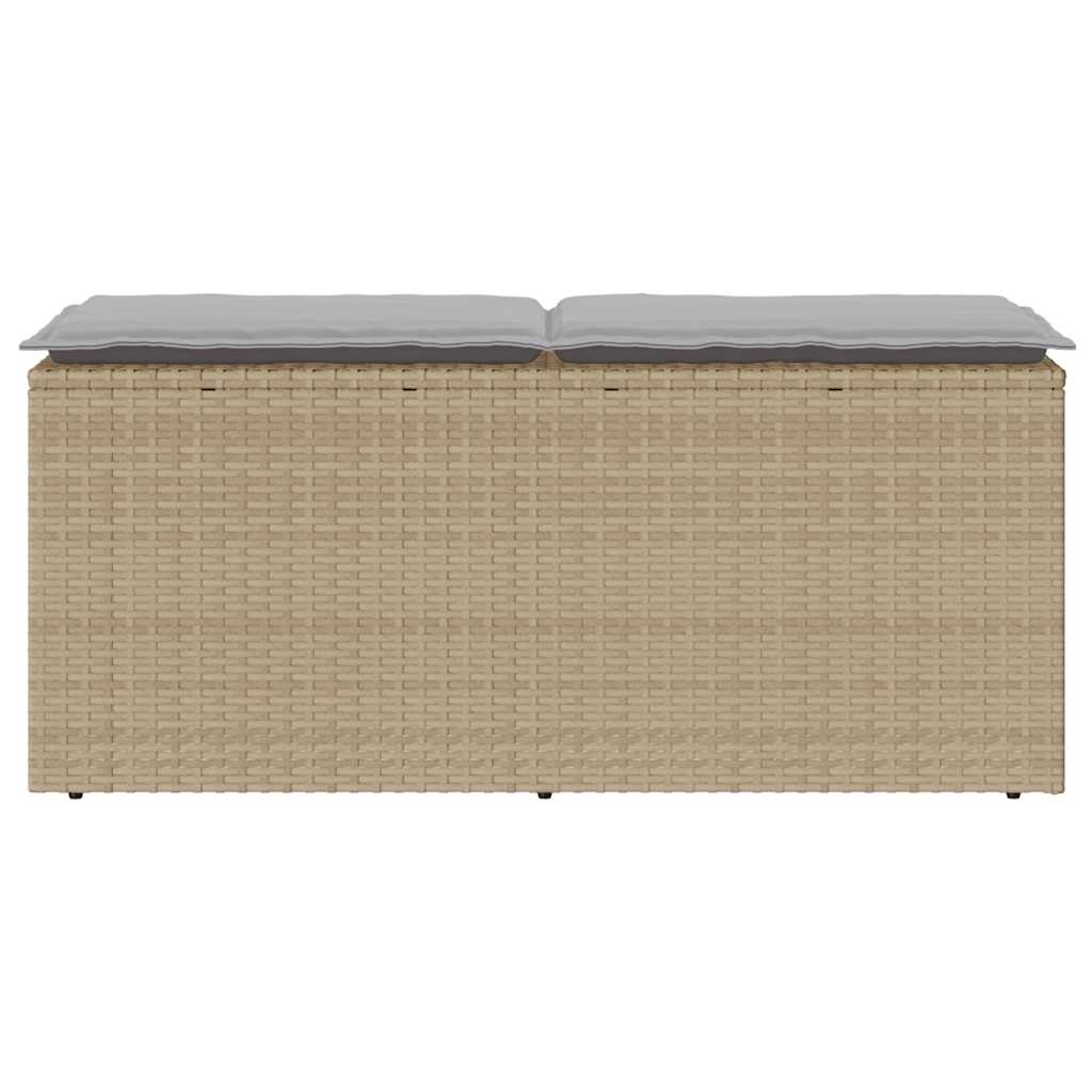 VidaXL Banco De Jardín Con Cojín Ratán Sintético Beige 110x40x44 Cm