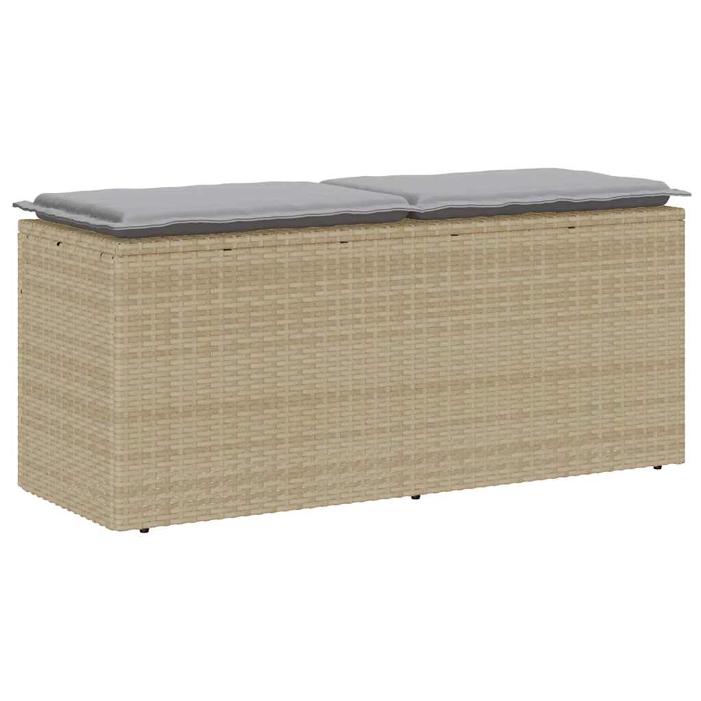 vidaXL Banco de jardín con cojín ratán sintético beige 110x40x44 cm