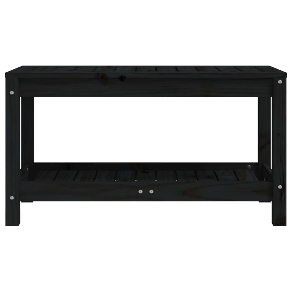 VidaXL Banco De Jardín De Madera Maciza De Pino Negro 82 5x35x45 Cm
