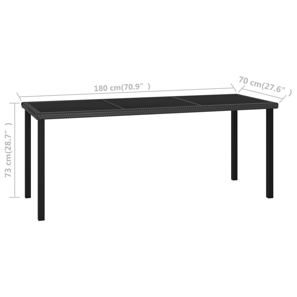 VidaXL Conjunto De Comedor De Jardín 7 Piezas Ratán Sintético Negro