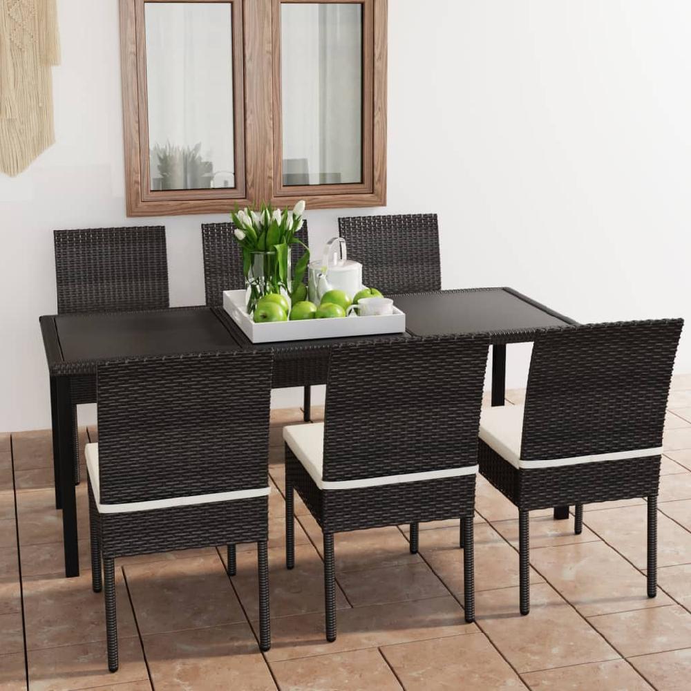 vidaXL Conjunto de comedor de jardín 7 piezas ratán sintético negro