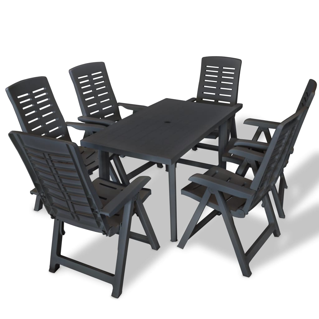 vidaXL Conjunto de comedor exterior 7 piezas plástico antracita