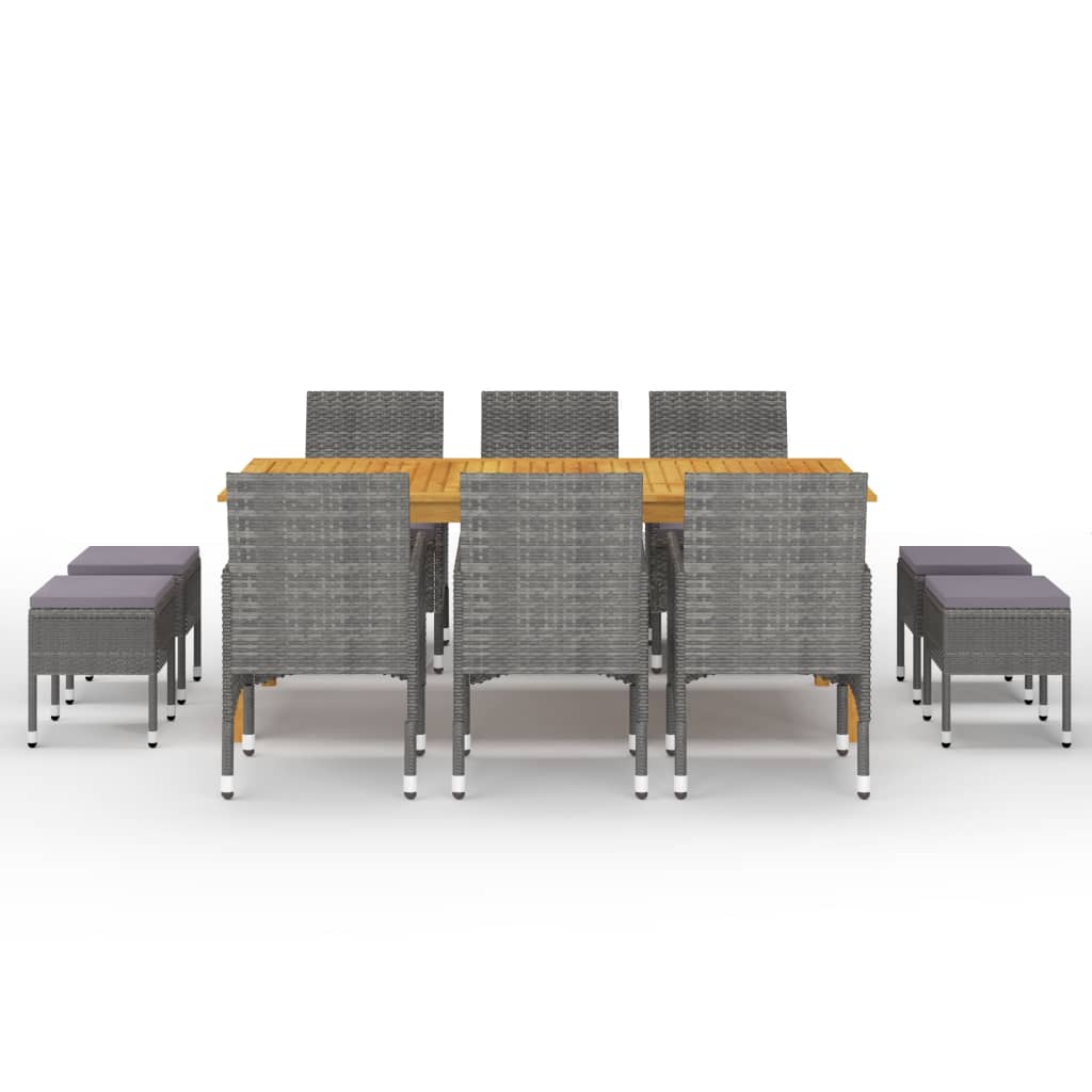 VidaXL Conjunto De Comedor Para Jardín De 11 Piezas Gris