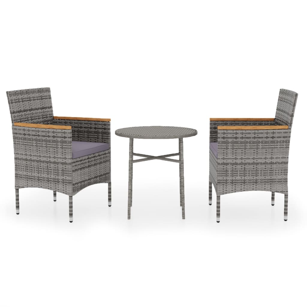 VidaXL Conjunto De Jardín 1 Mesa Redonda + 2 Sillones Gris/marrón