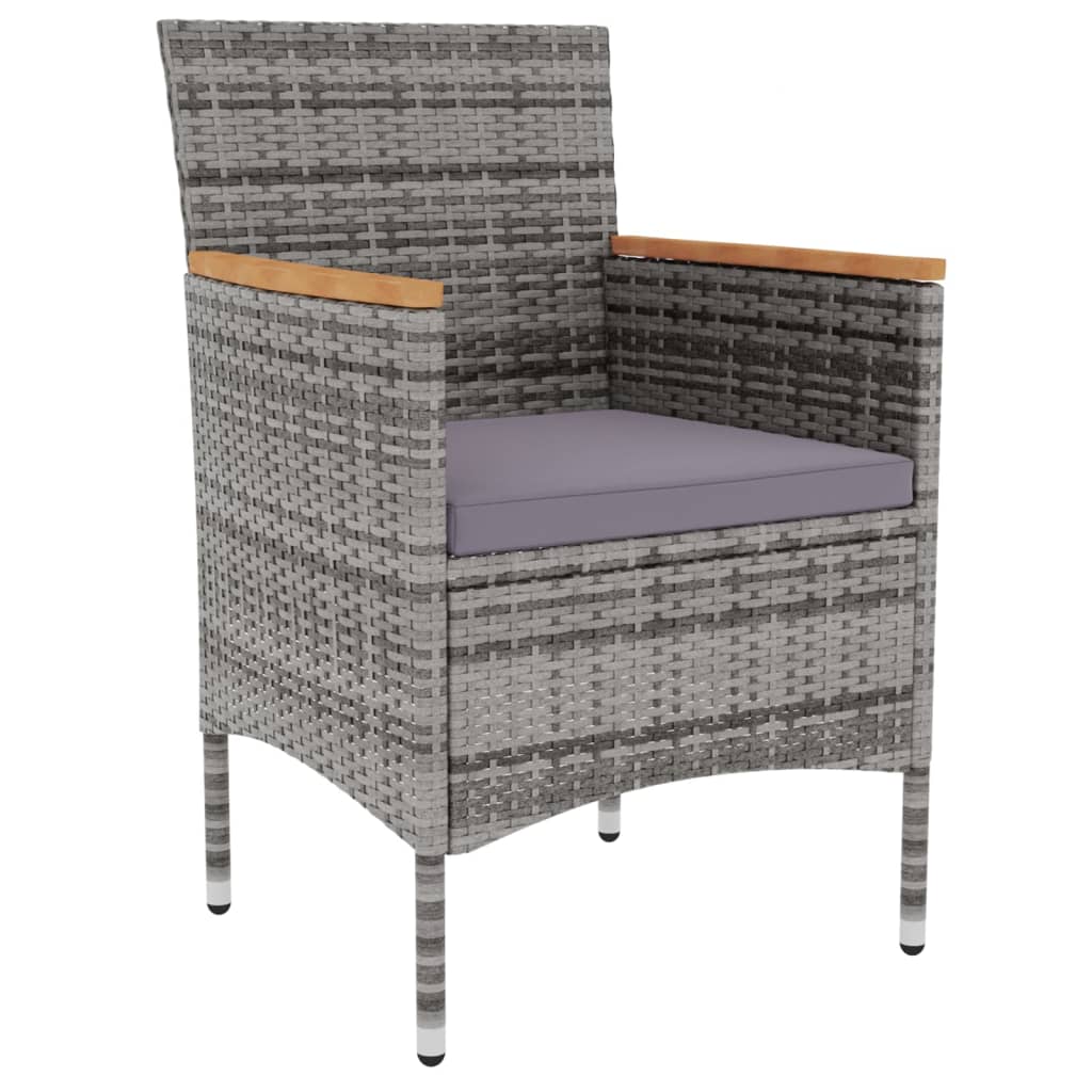 VidaXL Conjunto De Jardín 1 Mesa Redonda + 2 Sillones Gris/marrón