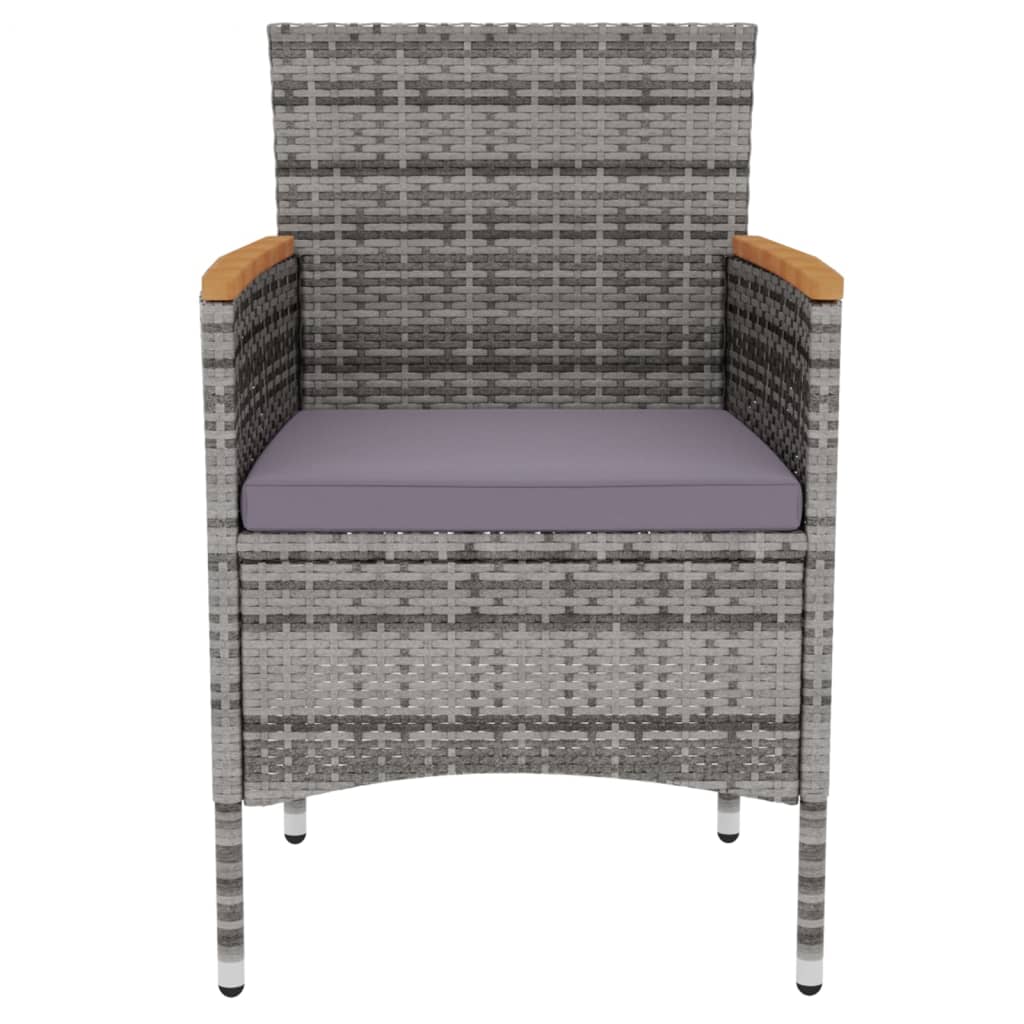VidaXL Conjunto De Jardín 1 Mesa Redonda + 2 Sillones Gris/marrón