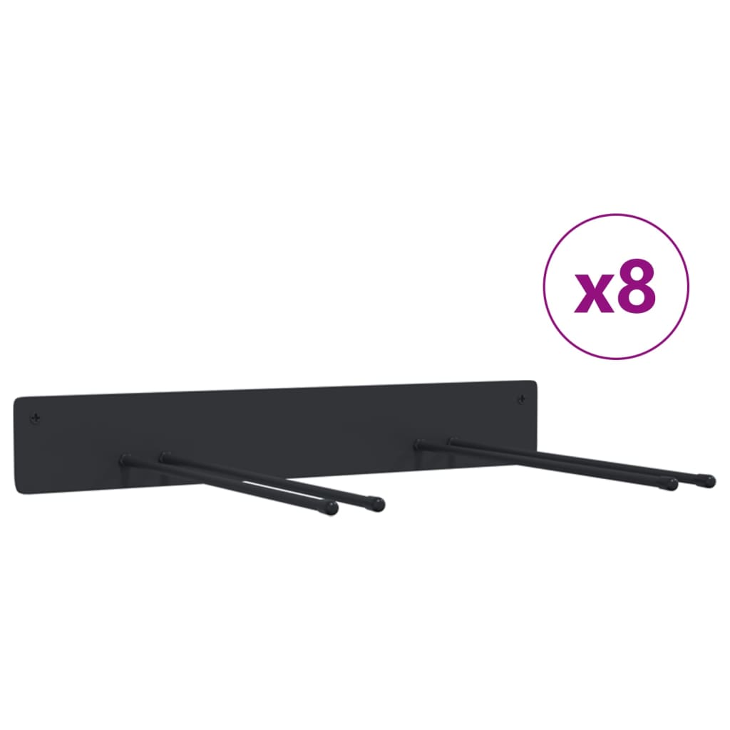 VidaXL Estantes De Pared De Jardín Para Herramientas 8 Uds Acero Negro