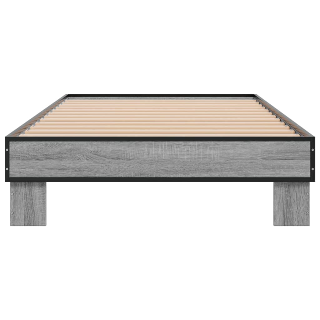 VidaXL Estructura Cama Madera Ingeniería Metal Gris Sonoma 90x200 Cm