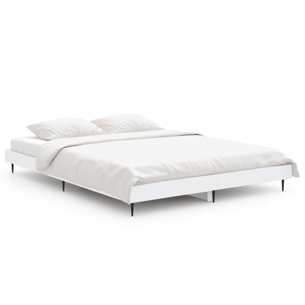 VidaXL Estructura De Cama Madera De Ingeniería Blanca 135x190 Cm