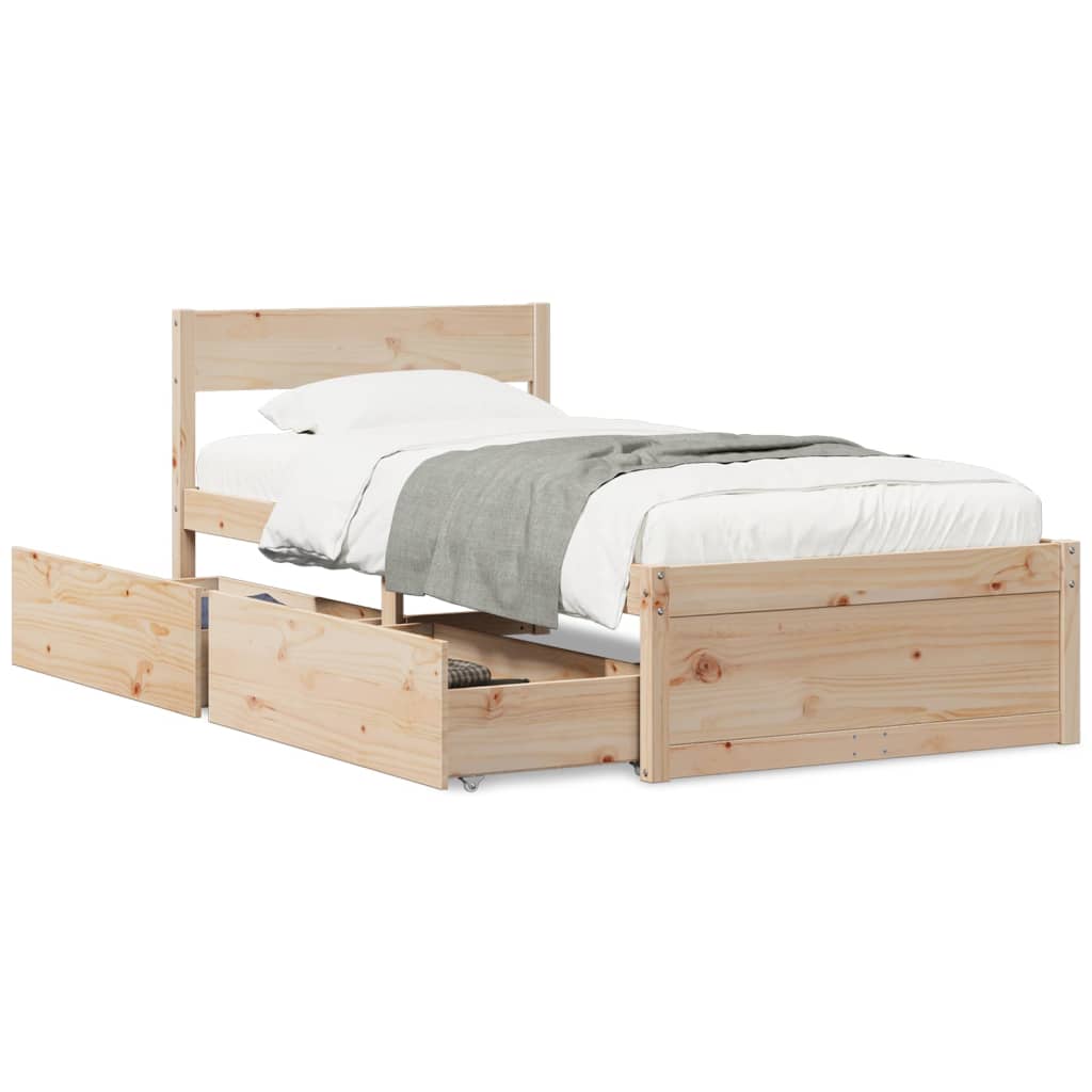 VidaXL Estructura De Cama Sin Colchón Madera Maciza De Pino 100x200 Cm
