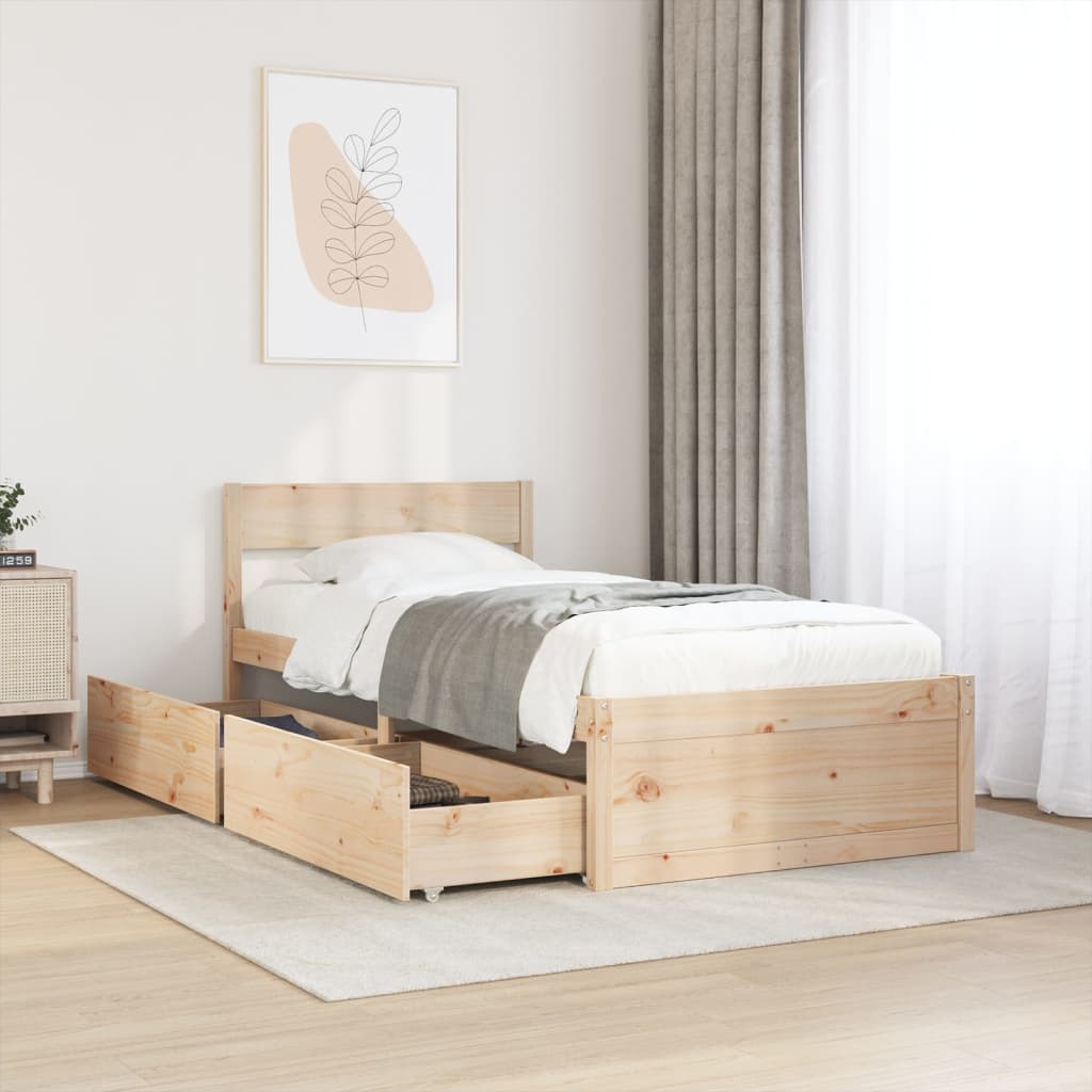 vidaXL Estructura de cama sin colchón madera maciza de pino 100x200 cm