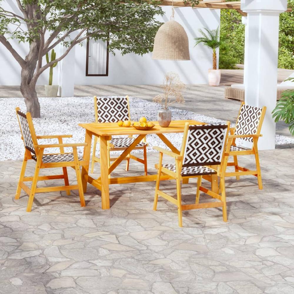 vidaXL Juego de comedor de jardín 5 piezas madera maciza de acacia