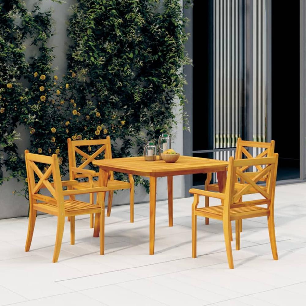 vidaXL Juego de comedor de jardín 5 piezas madera maciza de acacia