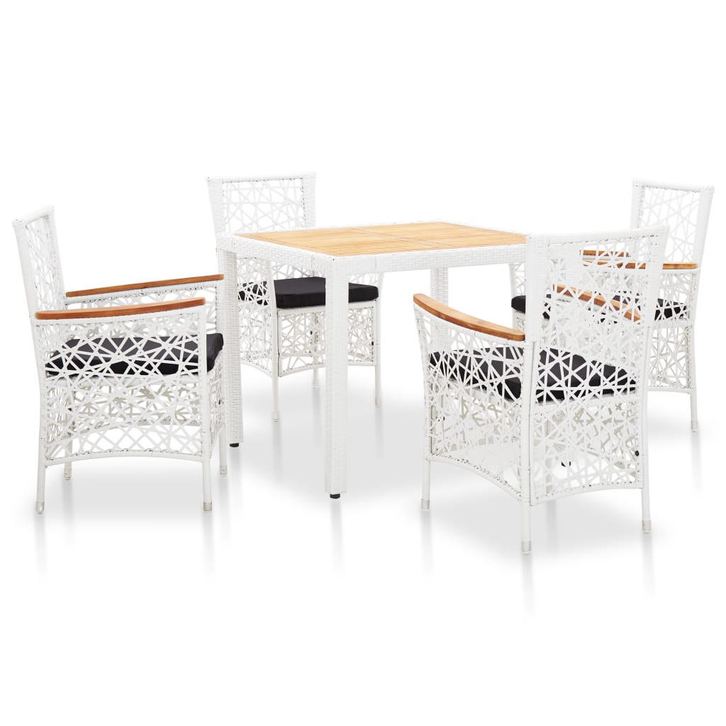 vidaXL Juego de comedor de jardín 5 piezas ratán sintético blanco