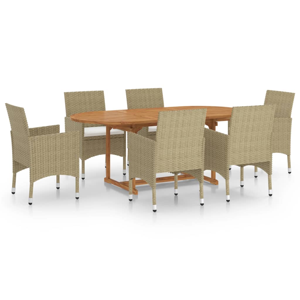 VidaXL Juego De Comedor De Jardín 7 Piezas Ratán Sintético Beige