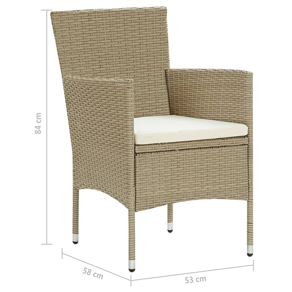 VidaXL Juego De Comedor De Jardín 7 Piezas Ratán Sintético Beige