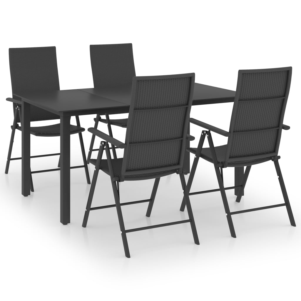 VidaXL Juego De Comedor De Jardín Negro 5 Piezas