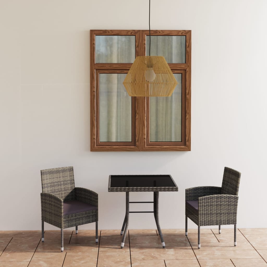 vidaXL Juego de comedor jardín 3 piezas ratán sintético gris antracita