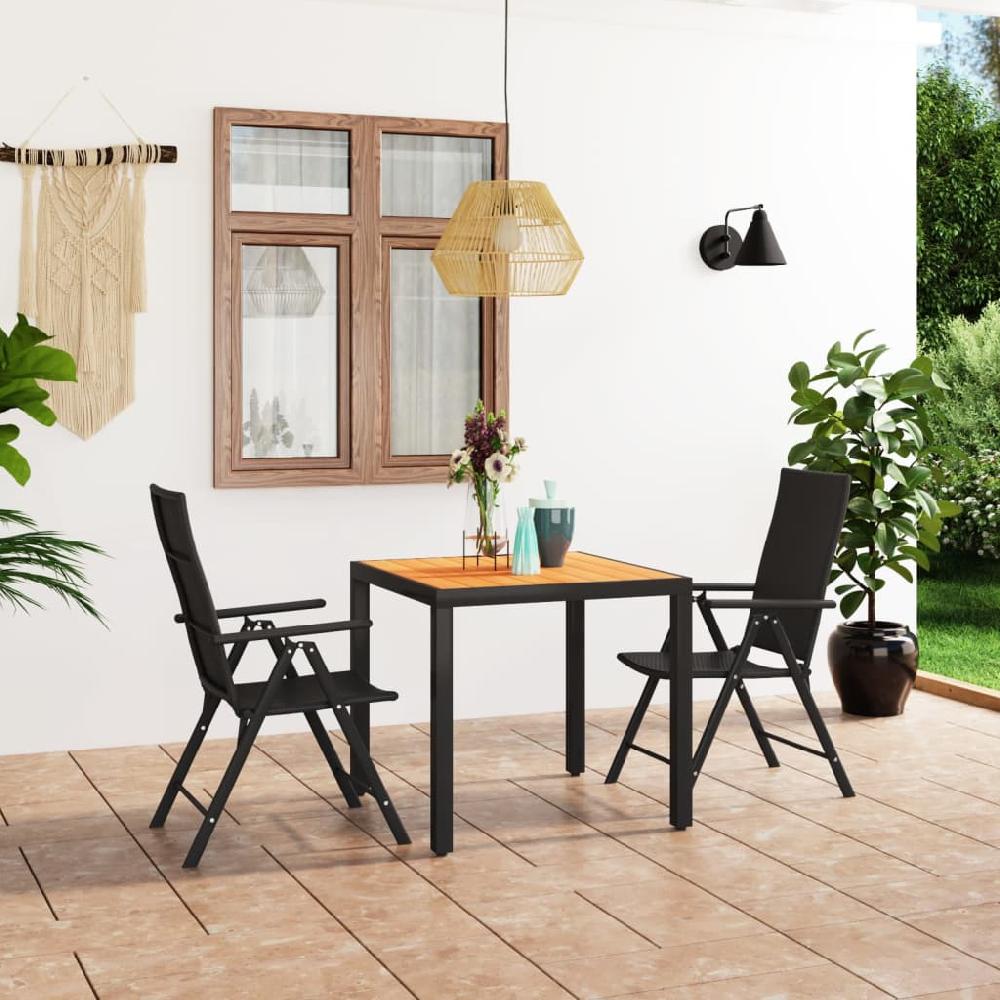 vidaXL Juego de comedor para jardín 3 piezas negro y marrón