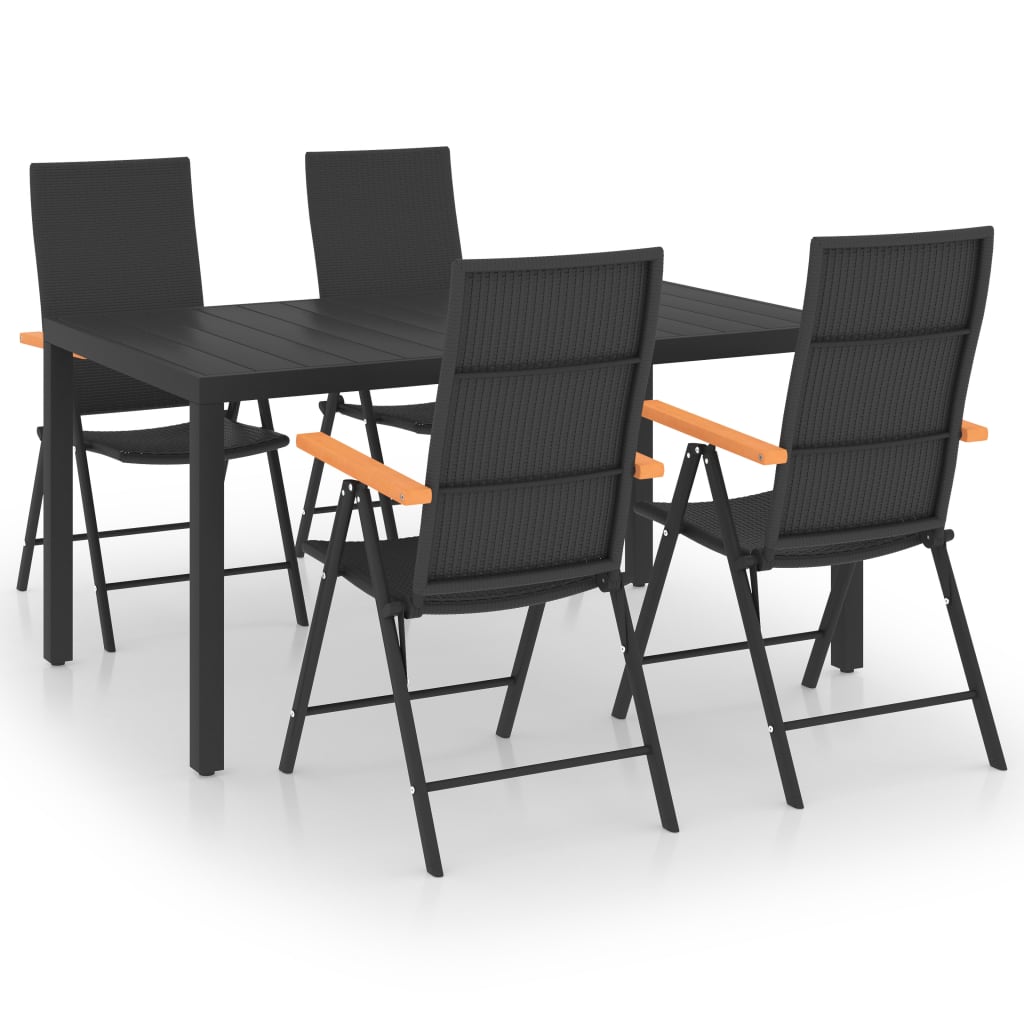 VidaXL Juego De Comedor Para Jardín 5 Piezas Negro Y Marrón