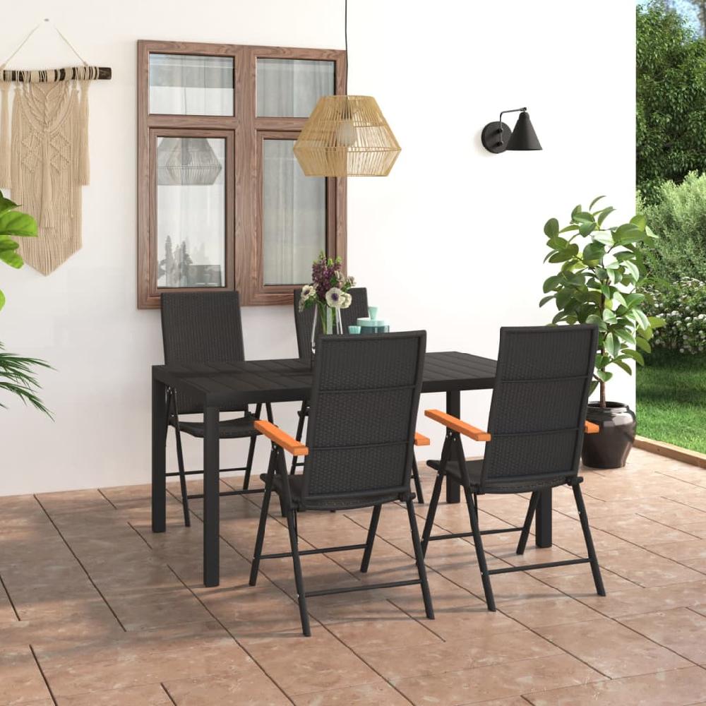 vidaXL Juego de comedor para jardín 5 piezas negro y marrón