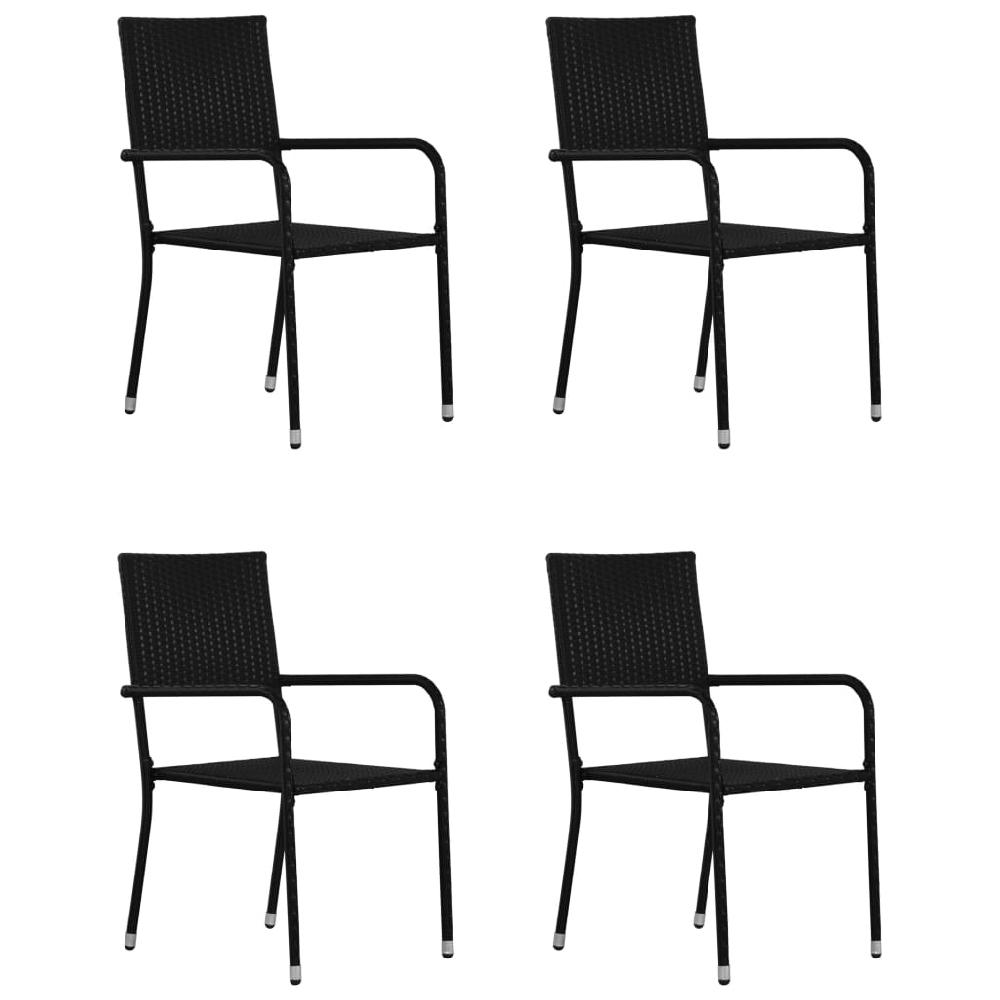 VidaXL Juego De Comedor Para Jardín 5 Piezas Ratán Sintético Negro