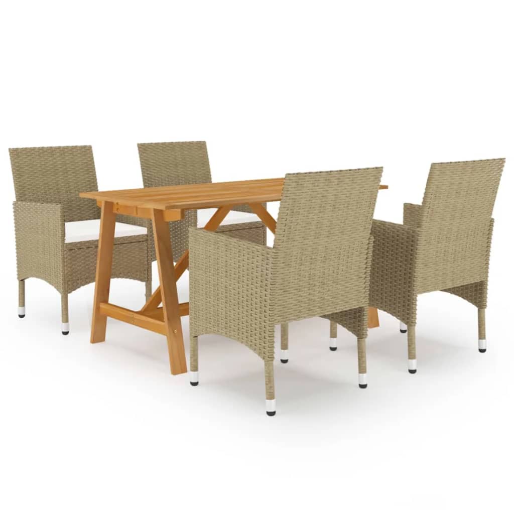 vidaXL Juego de comedor para jardín de 5 piezas beige