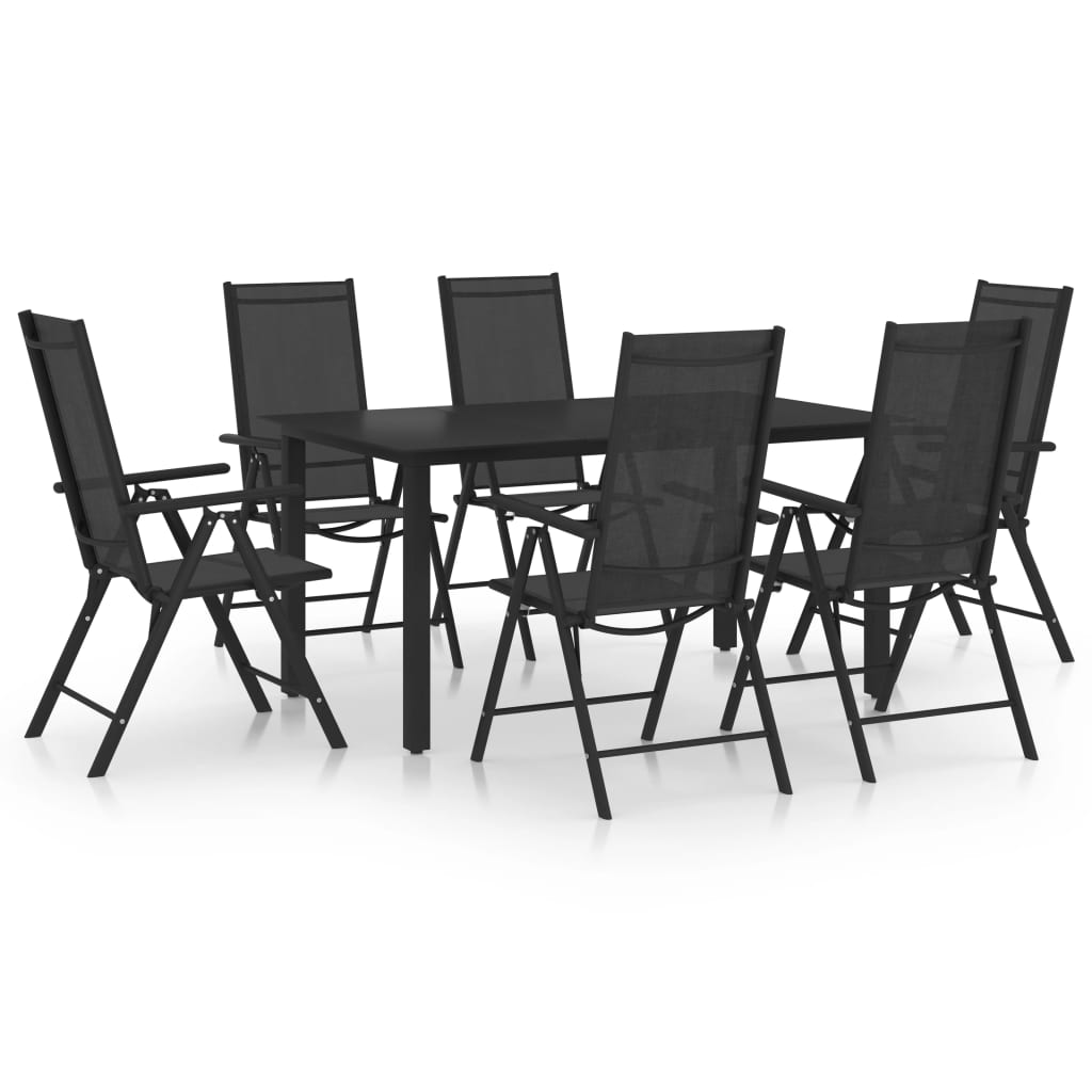 vidaXL Juego de comedor para jardín de 7 piezas aluminio negro