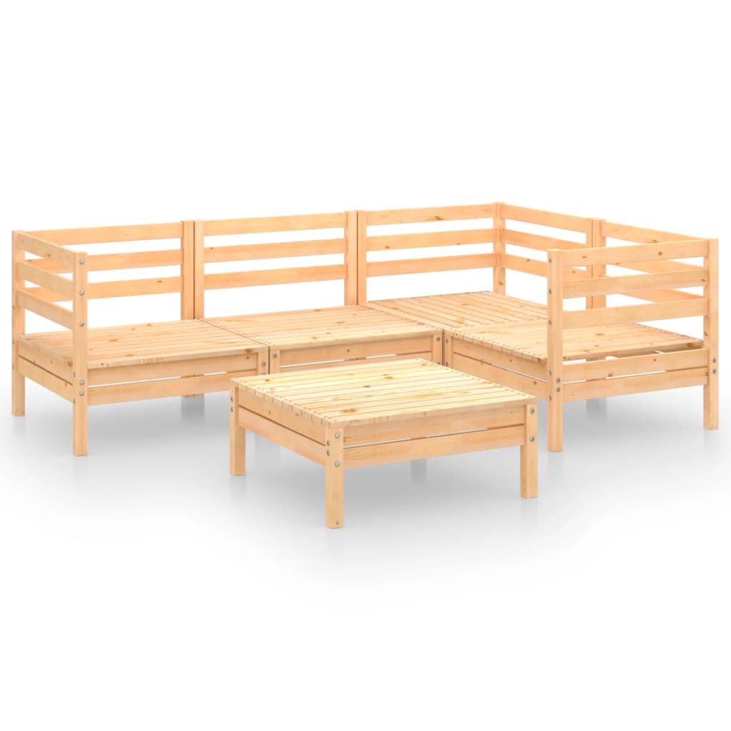 VidaXL Juego De Muebles De Jardín 5 Piezas Madera Maciza Pino
