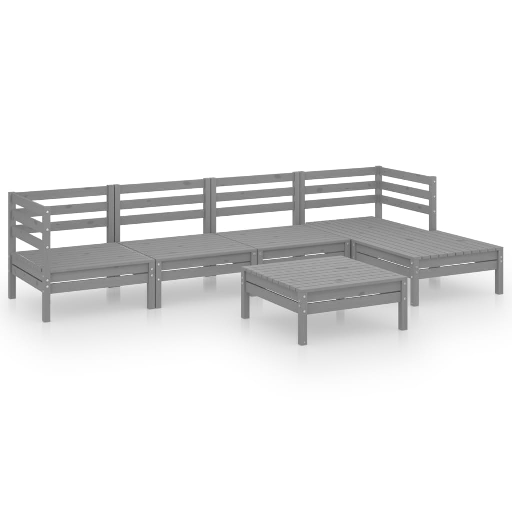 VidaXL Juego De Muebles De Jardín 9 Piezas Madera Pino Maciza Gris