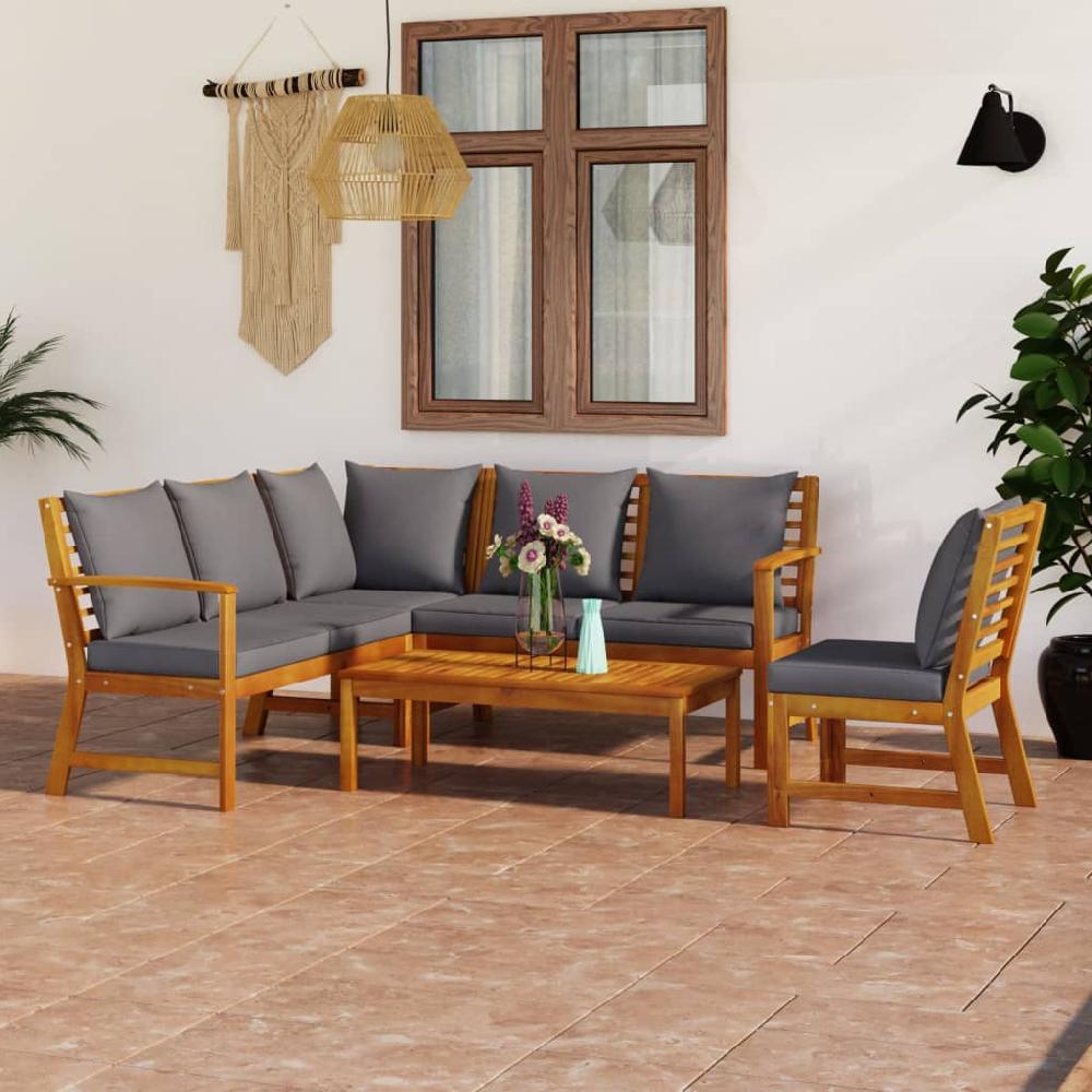 vidaXL Juego de muebles jardín 5 pzas con cojines madera maciza acacia
