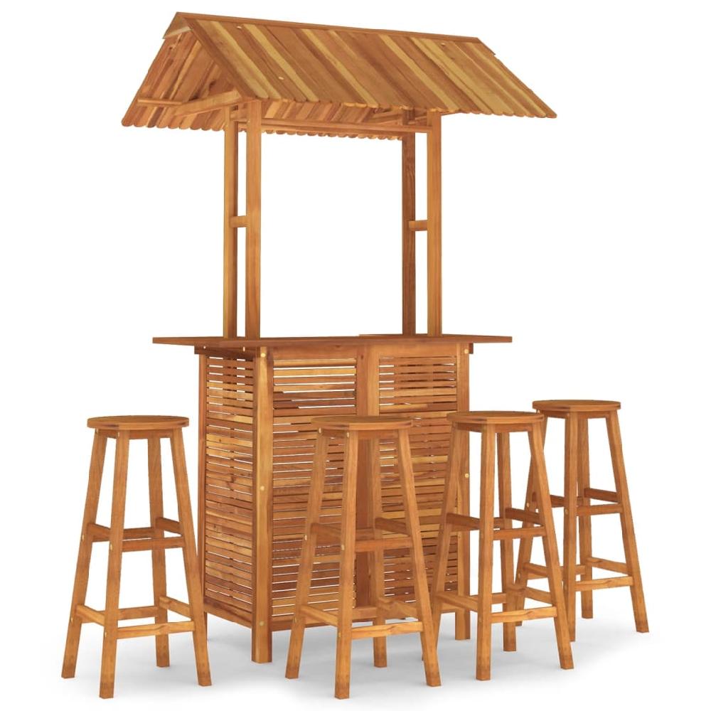 VidaXL Juego Muebles De Bar De Jardín 5 Piezas Madera Maciza De Acacia