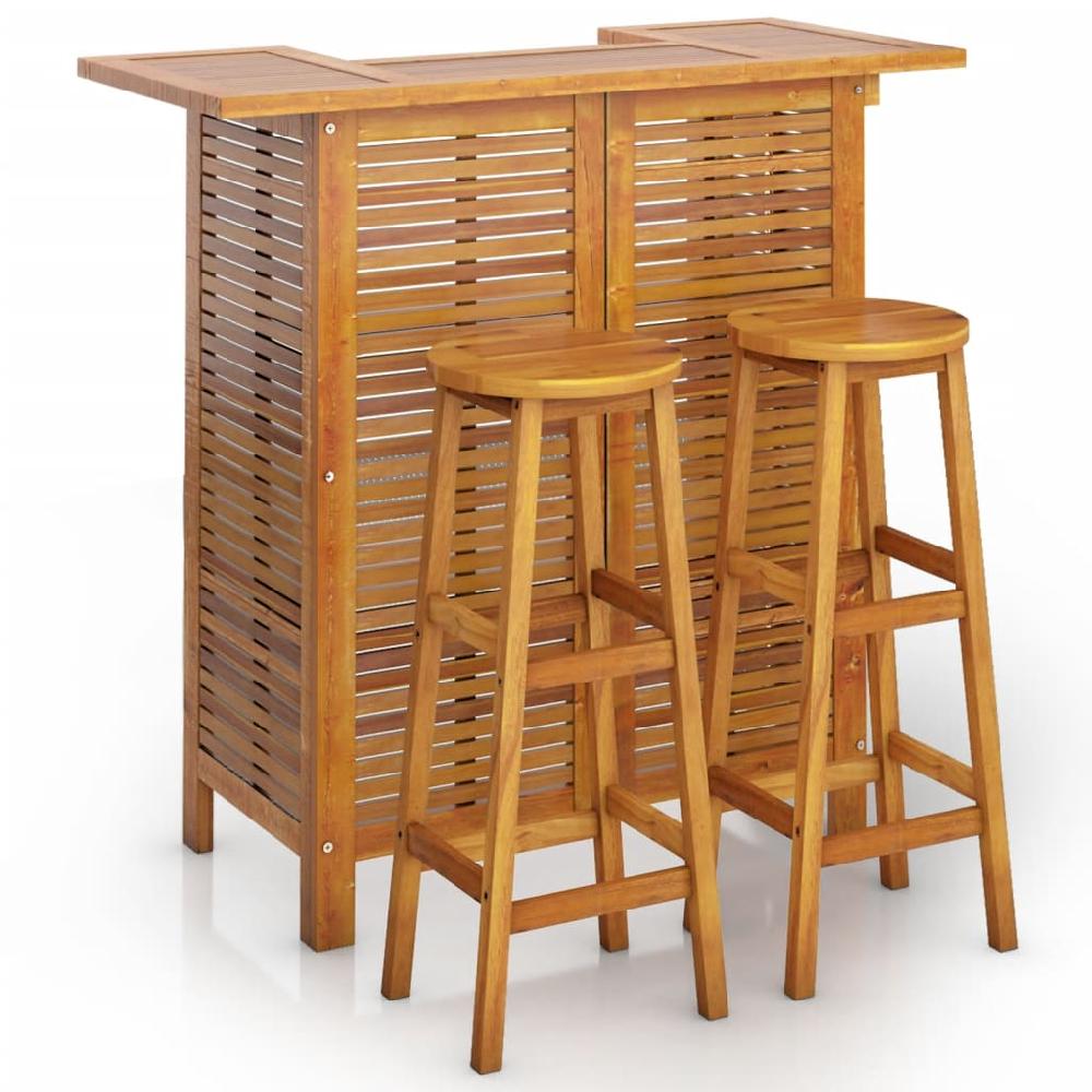 VidaXL Juego Muebles De Bar Para Jardín 3 Pzas Madera Maciza De Acacia