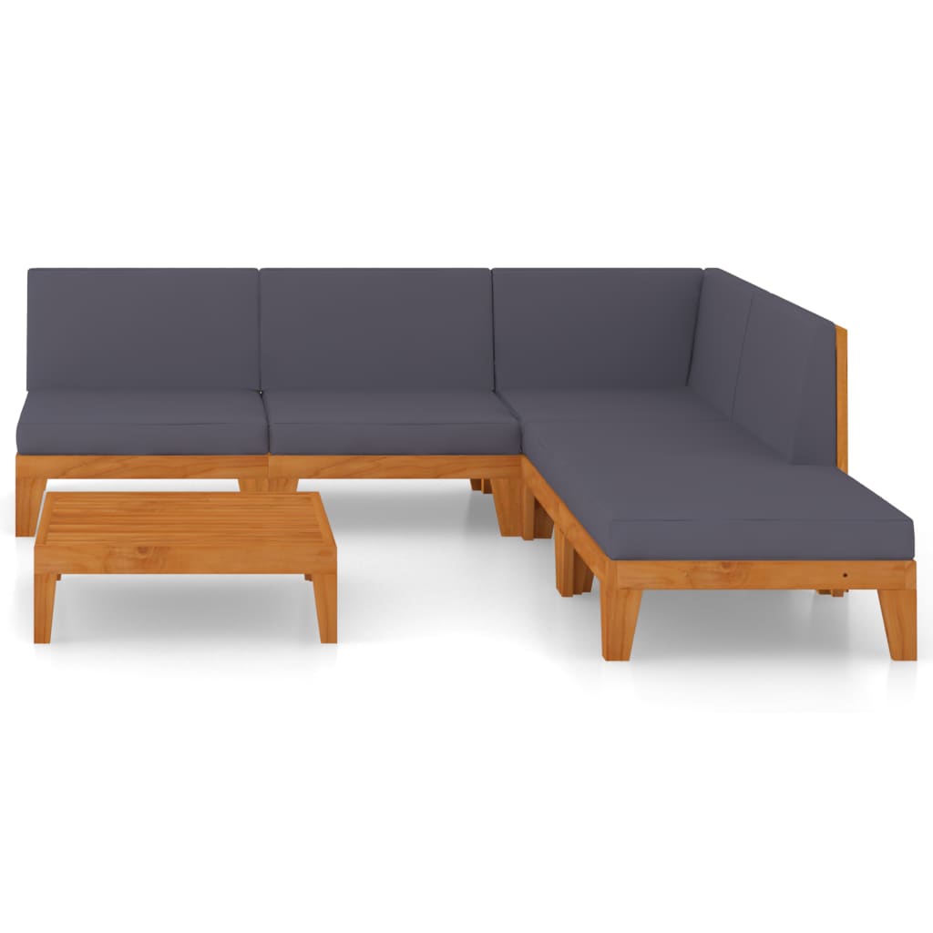 VidaXL Juego Muebles De Jardín Y Cojines 6 Pzas Madera Maciza Acacia
