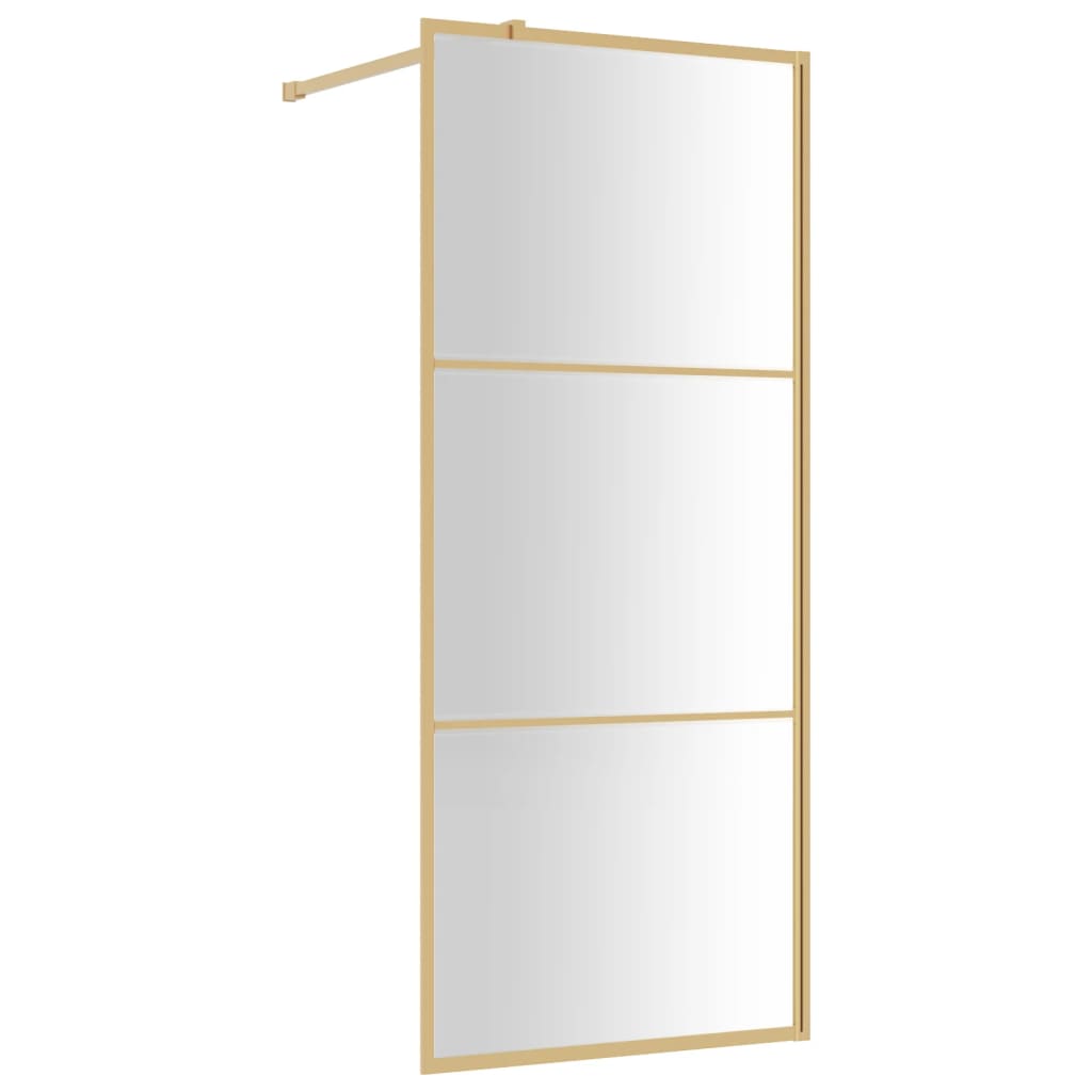 VidaXL Mampara Puerta De Ducha Vidrio Transparente ESG Dorado 80x195cm