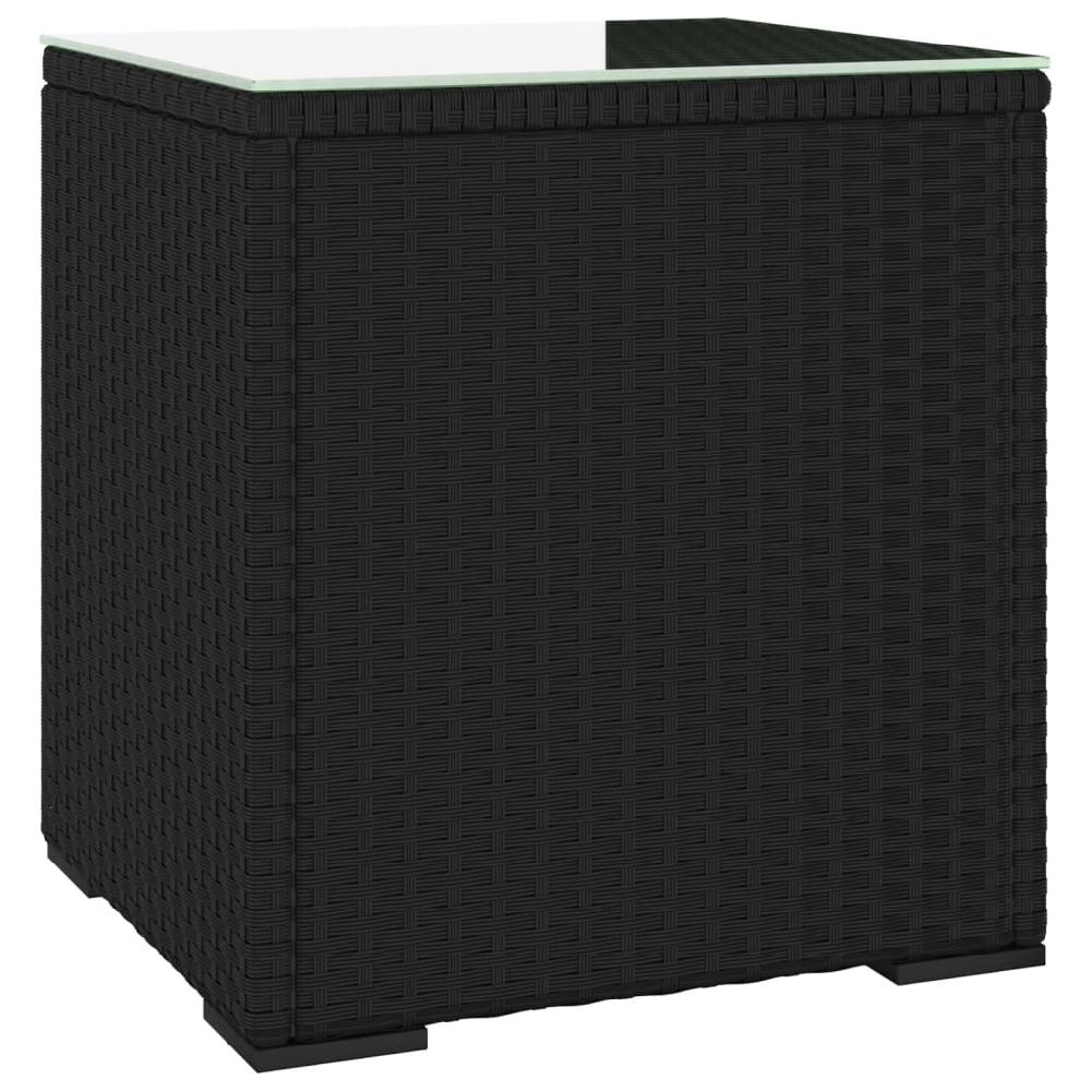 VidaXL Mesa Auxiliar Ratán PE Y Vidrio Templado Negro 40x37x40 5 Cm