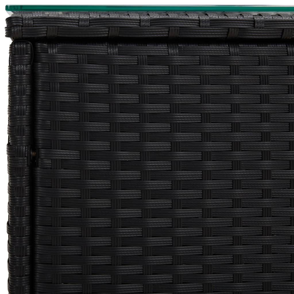 VidaXL Mesa Auxiliar Ratán PE Y Vidrio Templado Negro 40x37x40 5 Cm