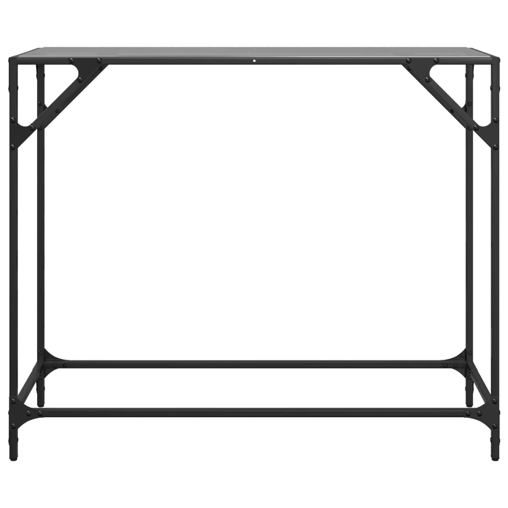 VidaXL Mesa Consola Con Superficie De Vidrio Negro Acero 98x35x81 Cm