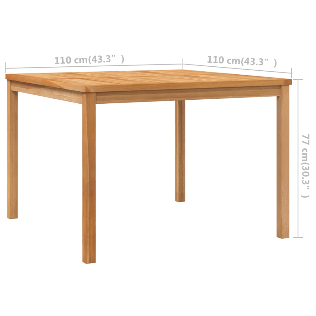 VidaXL Mesa De Comedor De Jardín Madera Maciza De Teca 110x110x77 Cm