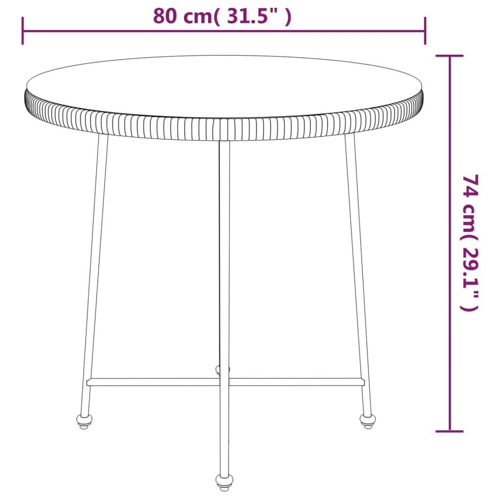 VidaXL Mesa De Comedor De Vidrio Templado Y Acero Ø80 Cm