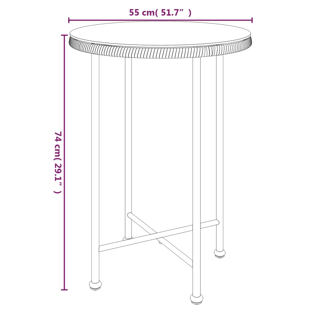 VidaXL Mesa De Comedor De Vidrio Templado Y Acero 55 Cm