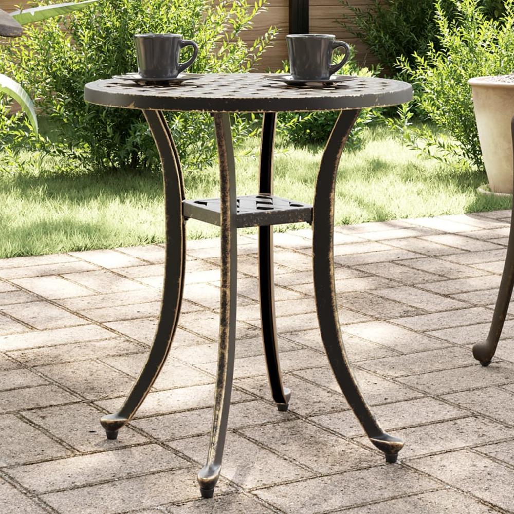 vidaXL Mesa de jardín aluminio fundido bronce Ø48x53 cm
