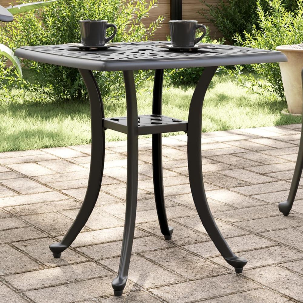 vidaXL Mesa de jardín aluminio fundido negro 80x80x75 cm