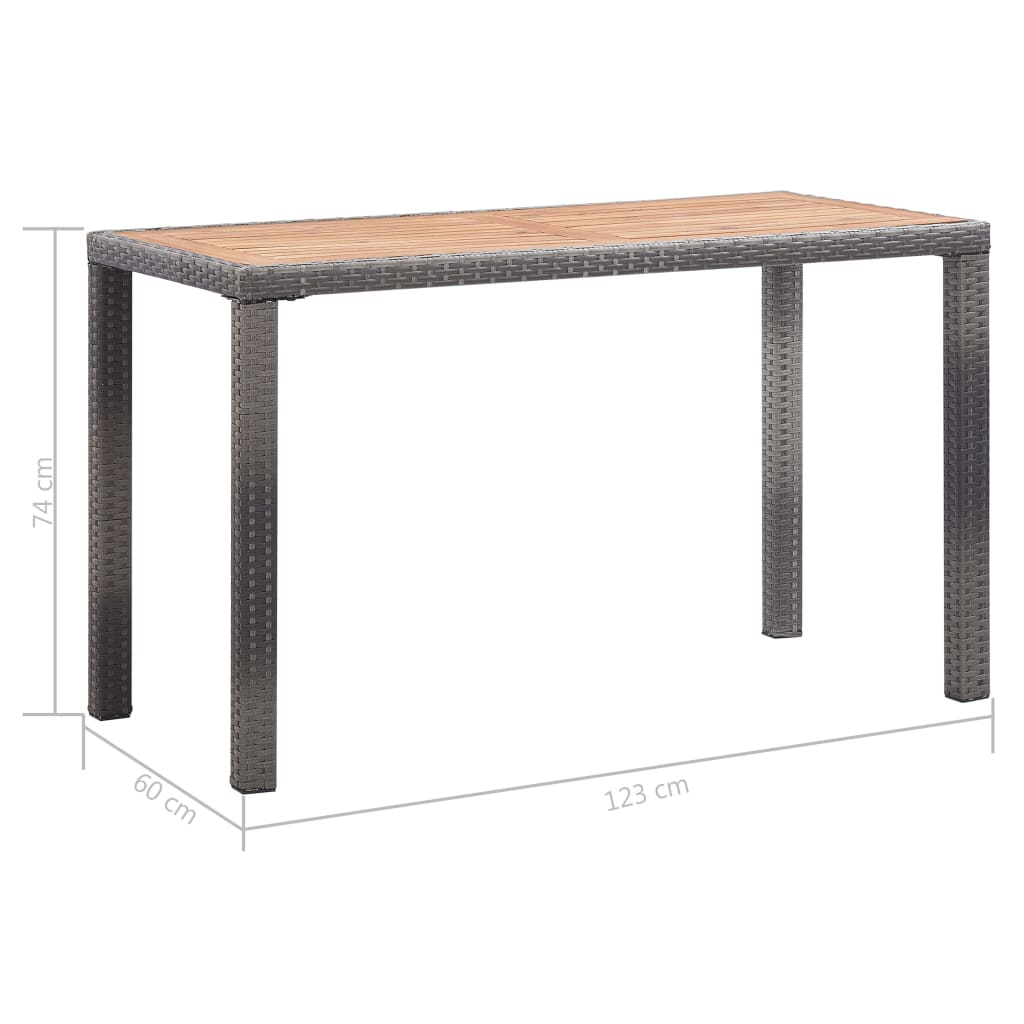 VidaXL Mesa De Jardín Madera Maciza Acacia Gris Y Marrón 123x60x74 Cm