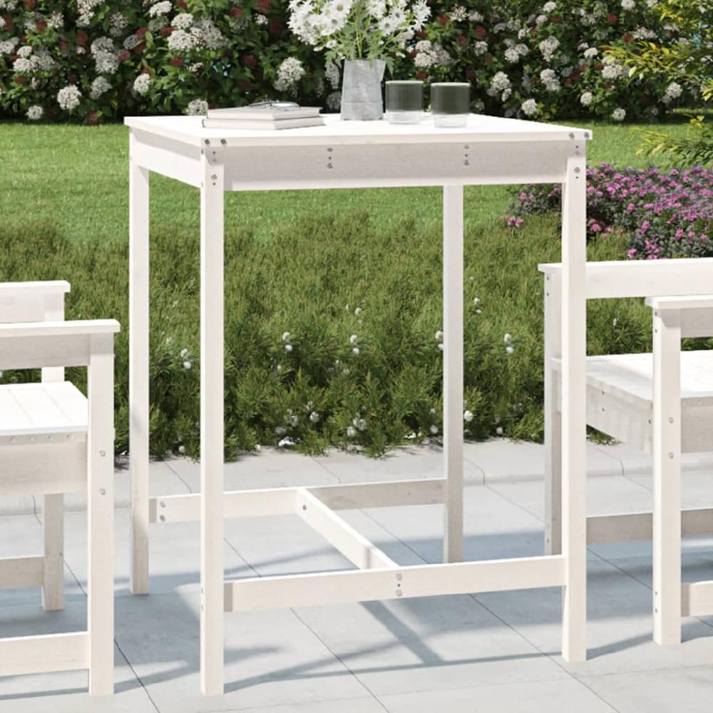 vidaXL Mesa de jardín madera maciza pino blanco 82 5x82 5x110 cm