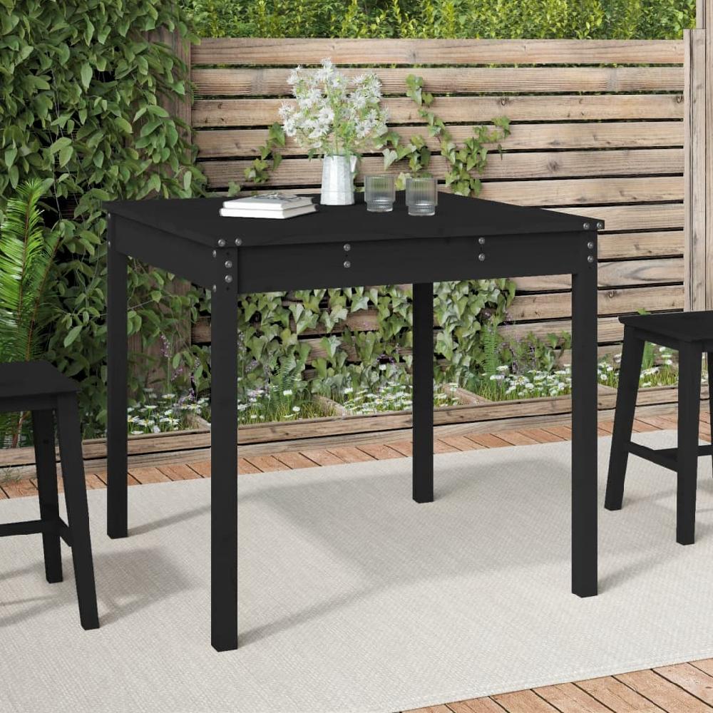 vidaXL Mesa de jardín madera maciza pino negro 82 5x82 5x76 cm