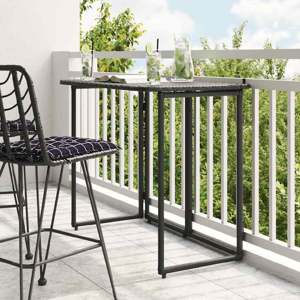 vidaXL Mesa de jardín plegable de ratán sintético negra 90x51x75 cm