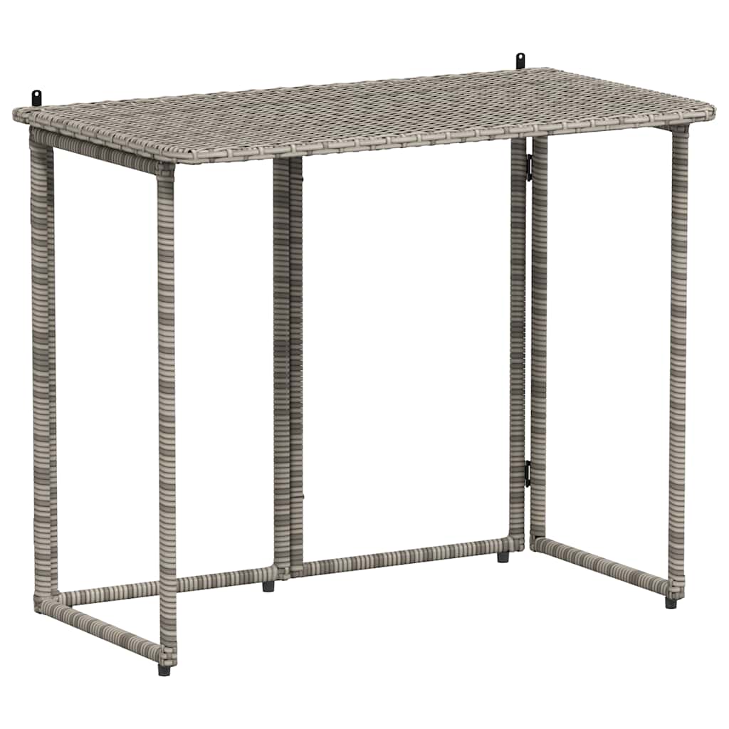VidaXL Mesa De Jardín Plegable Gris 90x51x75 Cm Ratán Sintético